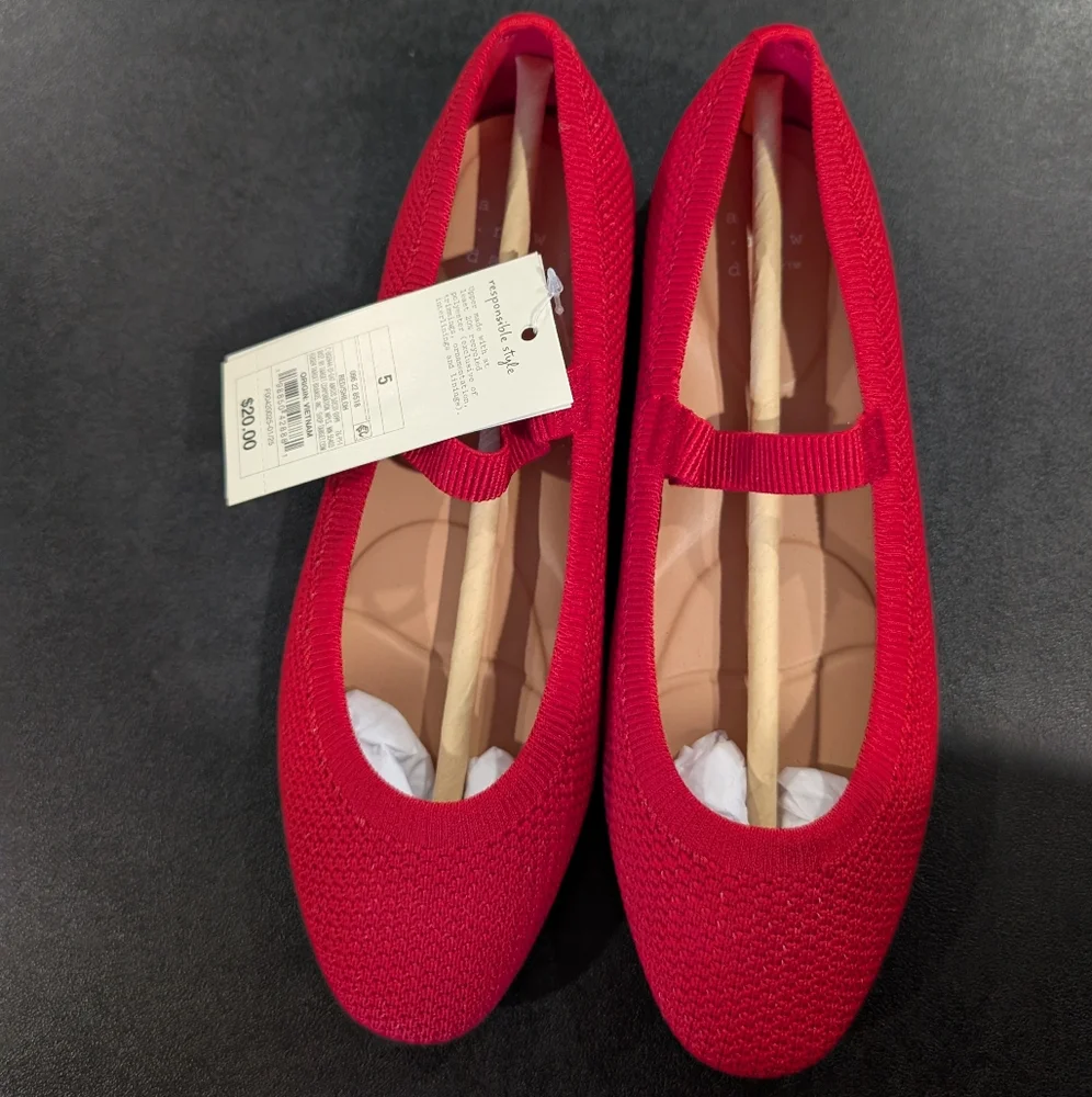 A New Day Knit Mary Jane Washable Ballet Flats Size 5 NWT - Picture 1 of 5
